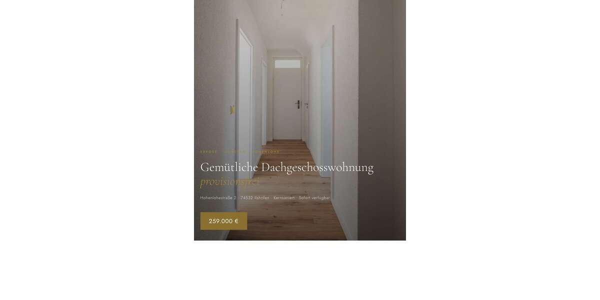 Etagenwohnung Ilshofen - 3.5 Zimmer, 68 m&sup2;, 259.000&euro; | Angebot:26836650