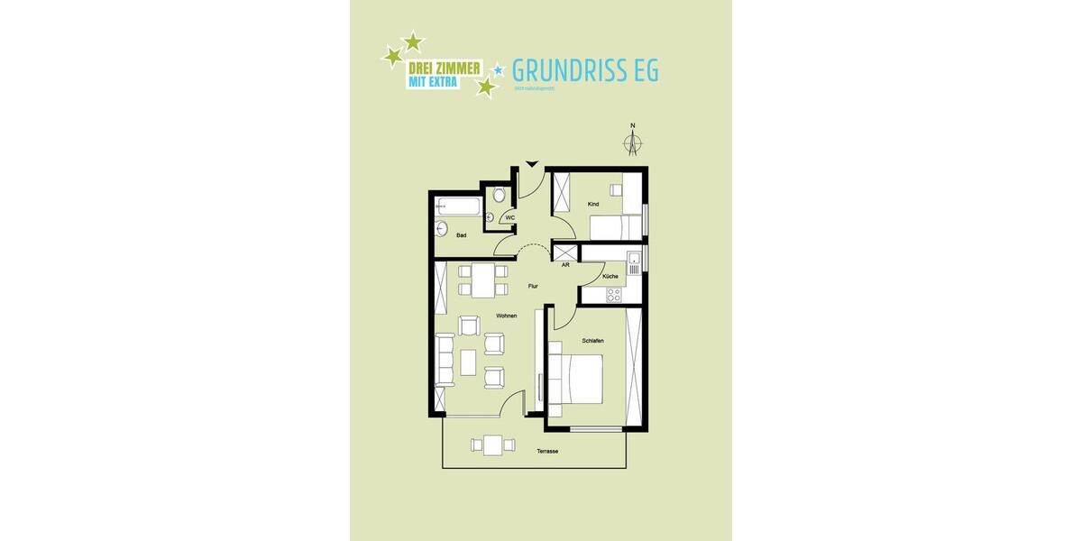 Etagenwohnung Freiberg a. N. Geisingen - 3 Zimmer, 64 m&sup2;, 228.000&euro; | Angebot:26826700