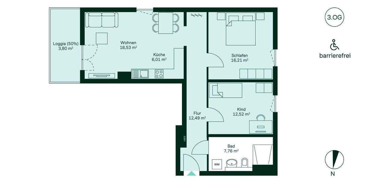 Etagenwohnung Düsseldorf Benrath - 3 Zimmer, 77 m&sup2;, 479.900&euro; | Angebot:24775653