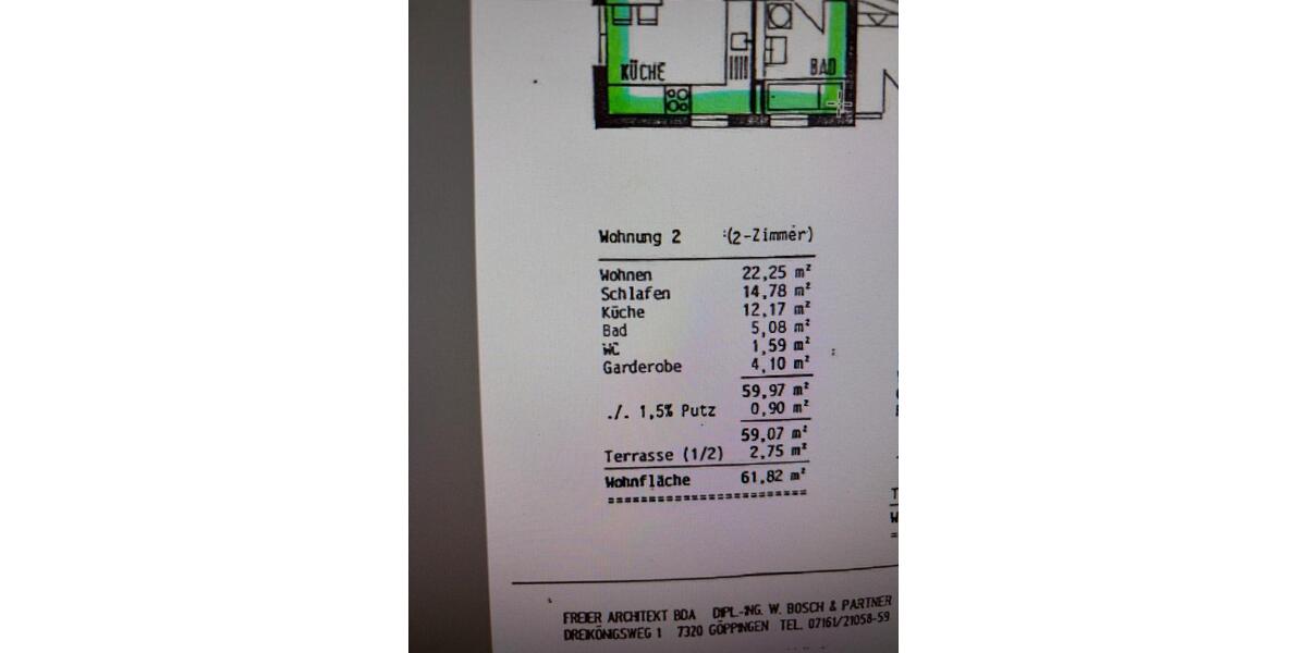Hochparterre Göppingen Bruckwasen - 2.5 Zimmer, 62 m&sup2;, 239.000&euro; | Angebot:26692579