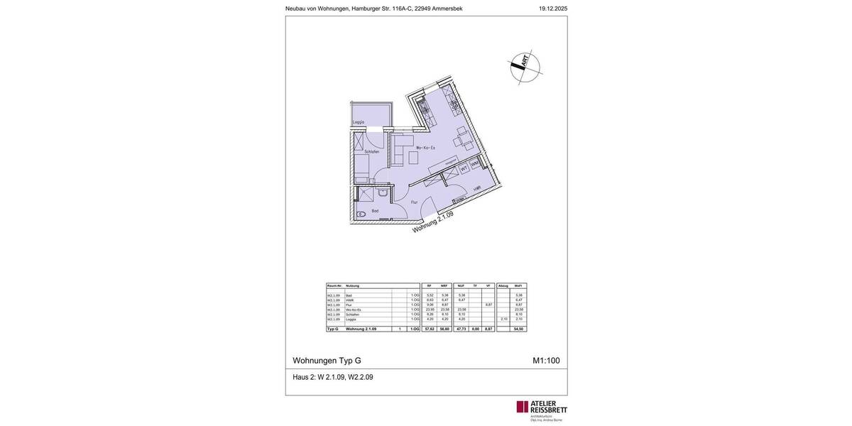 Etagenwohnung Ammersbek Lottbek - 1 Zimmer, 54 m&sup2;, 309.000&euro; | Angebot:26117357