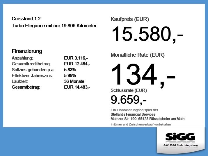 Opel Crossland (X) 19.806 km 15.580 &euro; Augsburg 86179