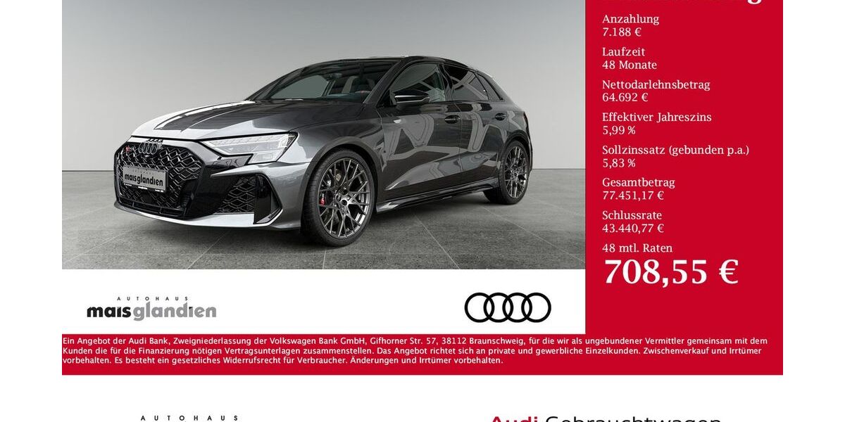 Audi RS3 4.180 km 71.880 &euro; Pronsfeld 54597