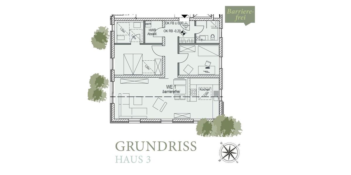 Erdgeschoßwohnung Künzell - 3 Zimmer, 96 m&sup2;, 363.850&euro; | Angebot:27163075