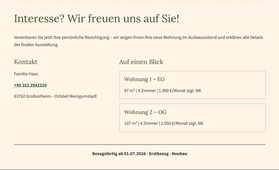 Erdgeschoßwohnung Großostheim - 4 Zimmer, 97 m&sup2;, 1.650&euro; | Angebot:25958781