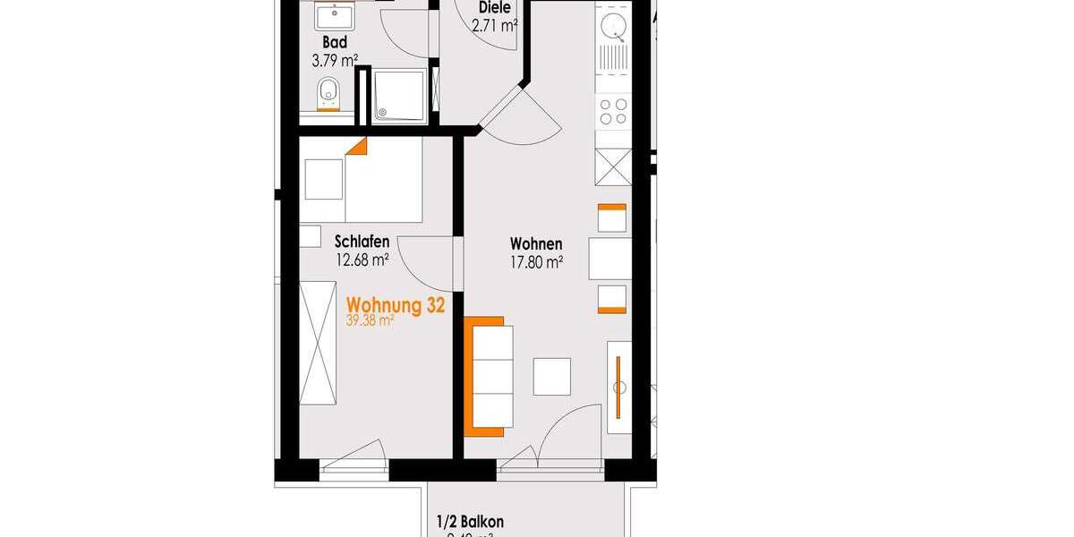 Etagenwohnung Füssen Füssen-West - 2 Zimmer, 39 m&sup2;, 249.000&euro; | Angebot:26130639
