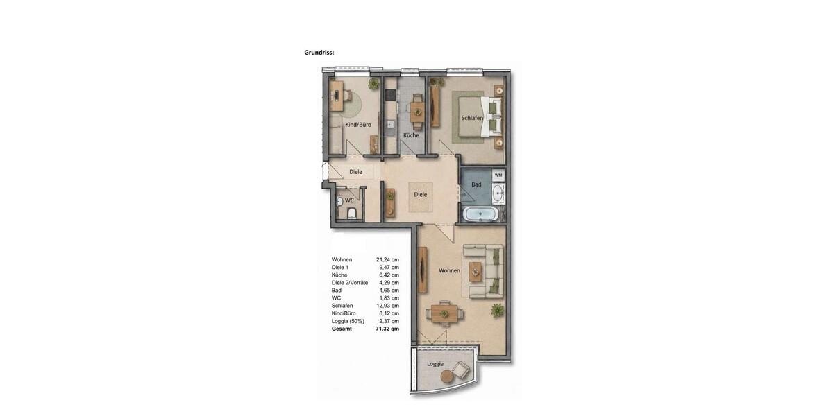 Etagenwohnung Lübeck Sankt Jürgen - 3 Zimmer, 71 m&sup2;, 269.000&euro; | Angebot:27082920