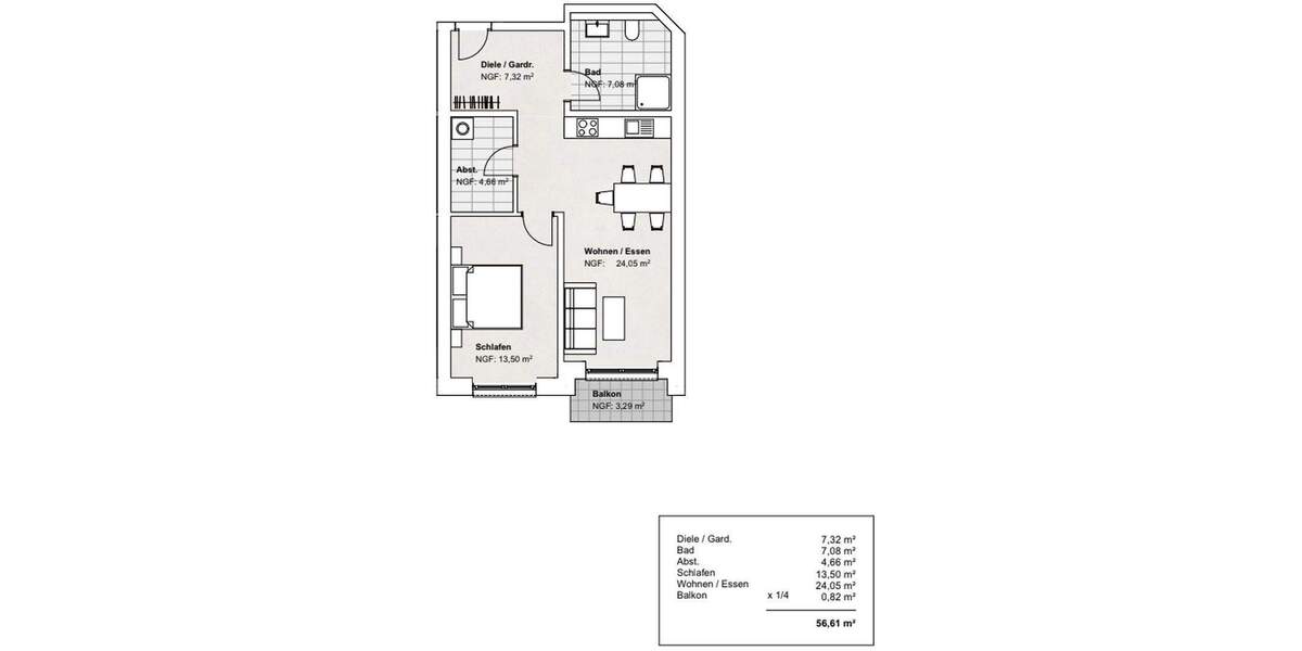 Etagenwohnung Wolfenbüttel Fümmelse - 2 Zimmer, 57 m&sup2;, 793&euro; | Angebot:25037957