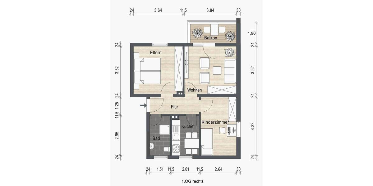 Etagenwohnung Herford Innenstadt - 3 Zimmer, 88.900&euro; | Angebot:26787144