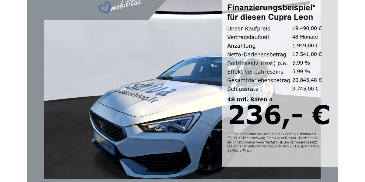 Cupra Leon 55.916 km 19.490 &euro; Pocking 94060