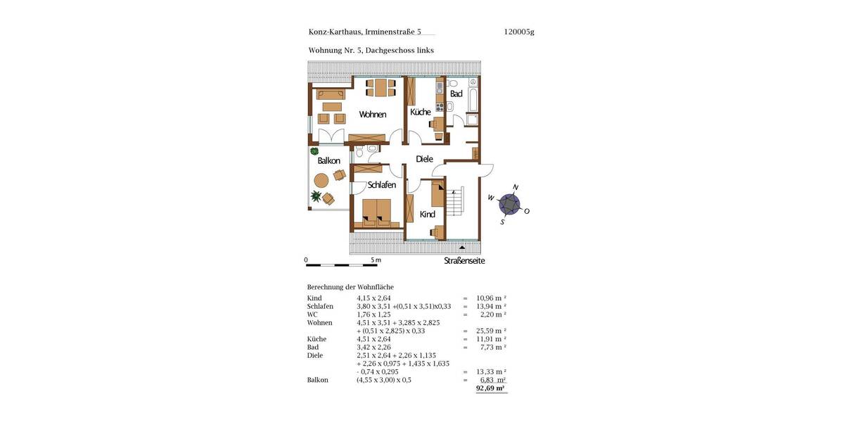 Etagenwohnung Konz Karthaus - 3 Zimmer, 93 m&sup2;, 800&euro; | Angebot:26439151