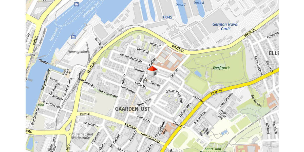 Etagenwohnung Kiel Gaarden-Ost - 2 Zimmer, 61 m&sup2;, 510&euro; | Angebot:26343184