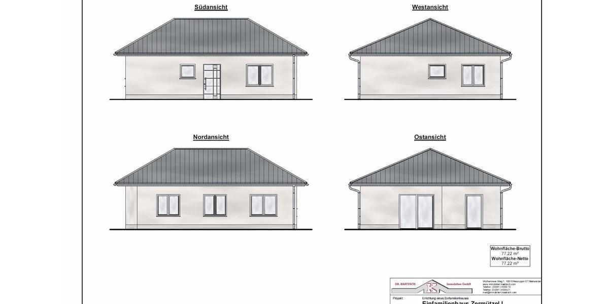 Bungalow Neustadt (Dosse) - 3 Zimmer, 77 m&sup2;, 271.700&euro; | Angebot:8964463