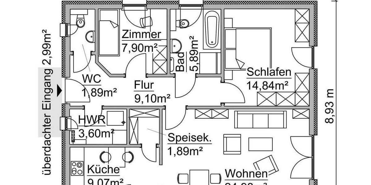 Bungalow Hermsdorf - 3 Zimmer, 82 m&sup2;, 379.560&euro; | Angebot:24041472