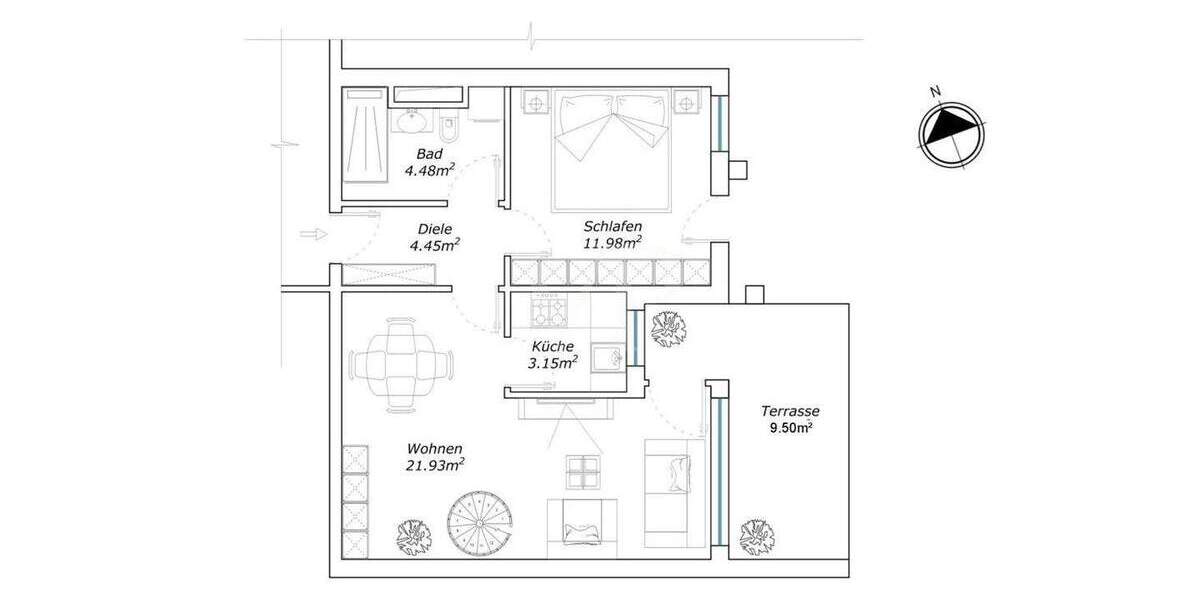 Etagenwohnung Gauting - 3 Zimmer, 63 m&sup2;, 445.000&euro; | Angebot:25734988