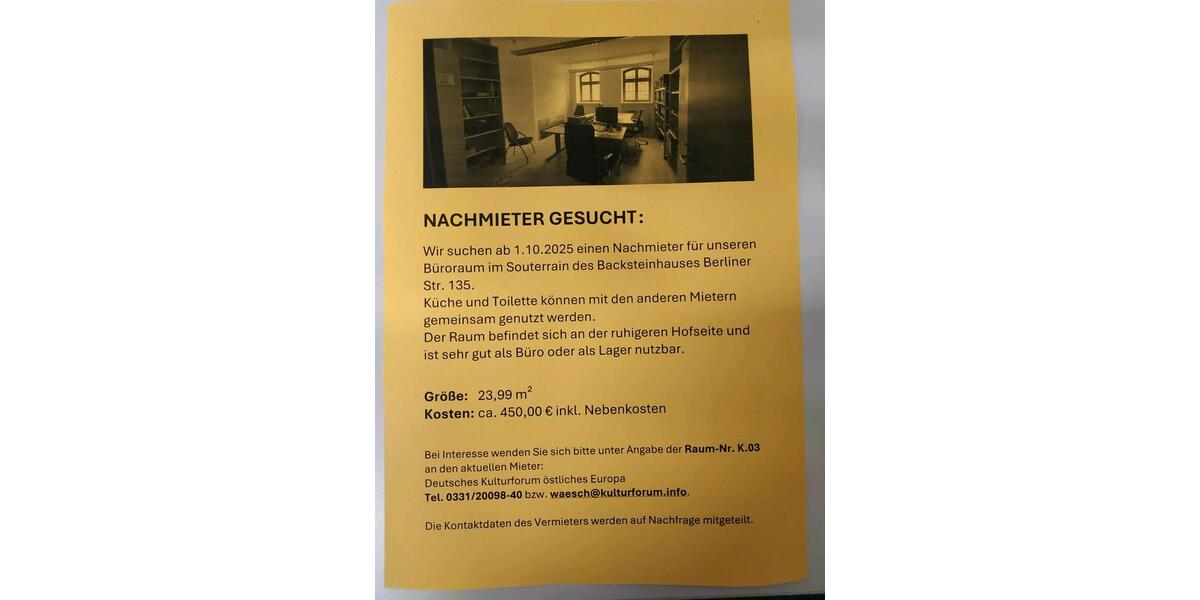 Büroraum Lagerraum im Stadtzentrum Potsdam zum Vermieten zimmer