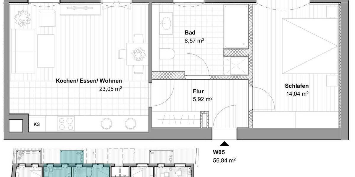 Etagenwohnung Pirna Copitz - 2 Zimmer, 56 m&sup2;, 565&euro; | Angebot:26261507