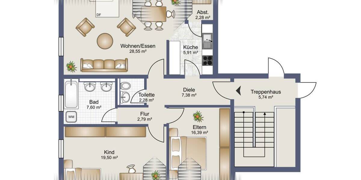 Etagenwohnung Thalmassing - 3 Zimmer, 83 m&sup2;, 670&euro; | Angebot:25929307