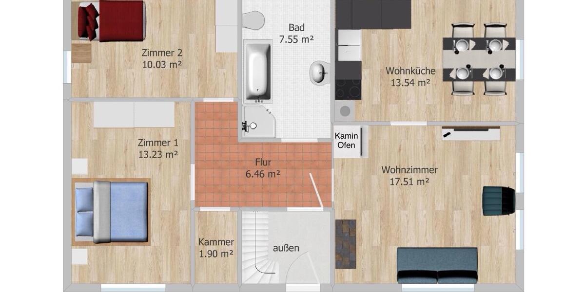 Hochparterre Burkardroth - 3.5 Zimmer, 70 m&sup2;, 495&euro; | Angebot:26021063