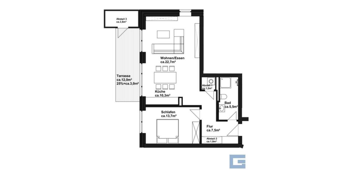 Etagenwohnung Heikendorf Altheikendorf - 2 Zimmer, 68 m&sup2;, 1.170&euro; | Angebot:25066577