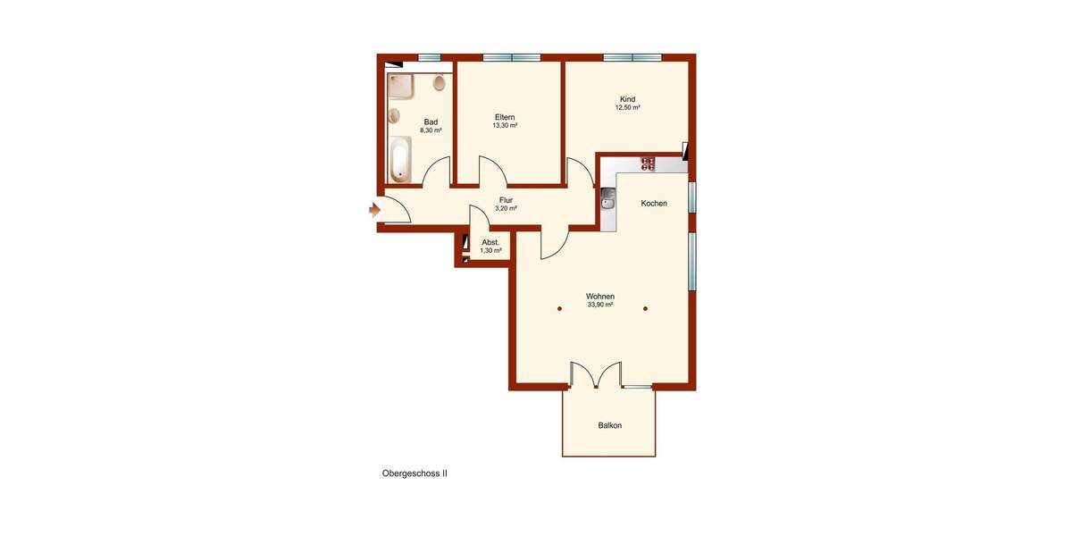 Etagenwohnung Gengenbach - 3 Zimmer, 78 m&sup2;, 950&euro; | Angebot:23941068