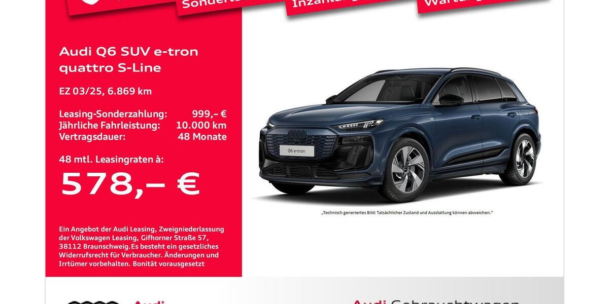 Audi Q6 e-tron 6.869 km 68.491 &euro; Bremerhaven 27576