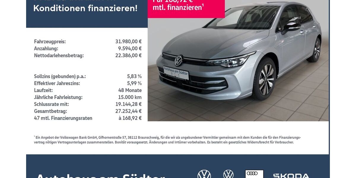 VW Golf 8.000 km 31.980 &euro; Rietberg 33397