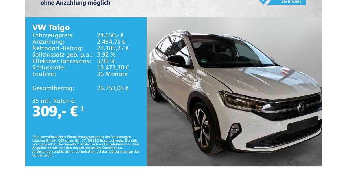 VW Taigo 27.500 km 24.150 &euro; Würzburg 97076