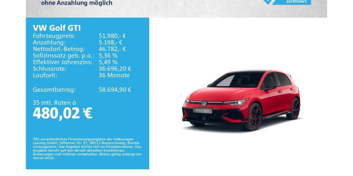 VW Golf 5.000 km 51.980 &euro; Kitzingen 97318