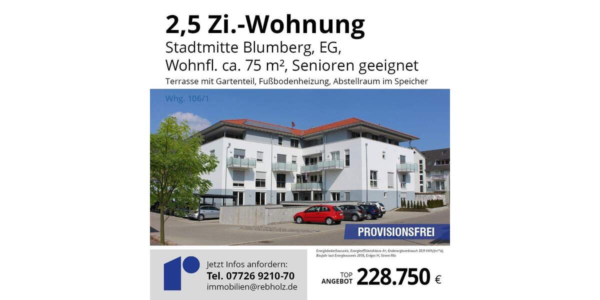 Etagenwohnung Blumberg - 2 Zimmer, 75 m&sup2;, 228.750&euro; | Angebot:24775908