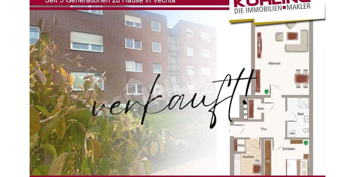 Etagenwohnung Vechta - 2 Zimmer, 67 m&sup2;, 162.000&euro; | Angebot:25777487