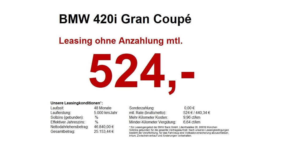 BMW 420 Gran Coupé 10.782 km 46.640 &euro; Miltenberg 63897