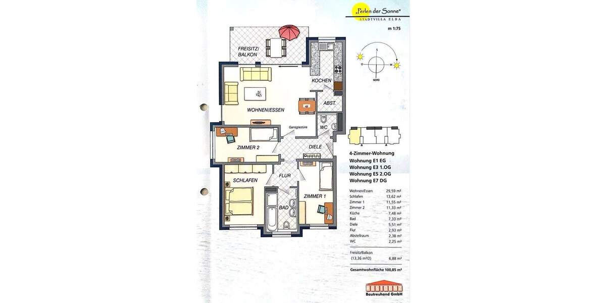 Etagenwohnung Remseck am Neckar Remseck-Pattonville - 4 Zimmer, 101 m&sup2;, 629.000&euro; | Angebot:25958665