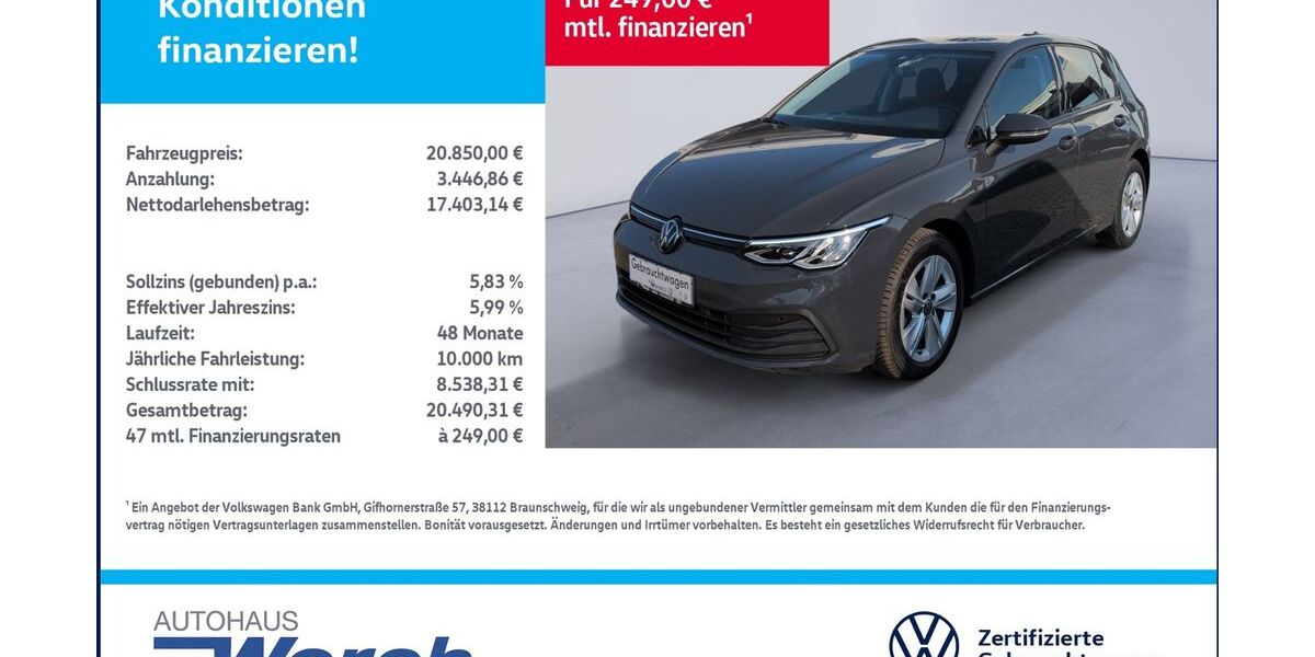VW Golf 51.831 km 20.849 &euro; Südharz 06536