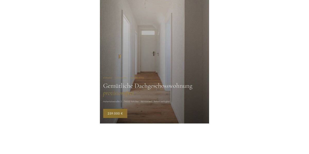 Etagenwohnung Ilshofen - 3 Zimmer, 67 m&sup2;, 259.000&euro; | Angebot:26847665