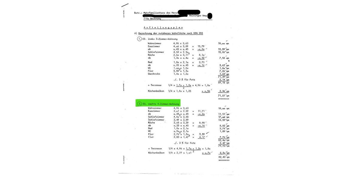 Etagenwohnung Backnang - 4 Zimmer, 82 m&sup2;, 377.000&euro; | Angebot:26088050