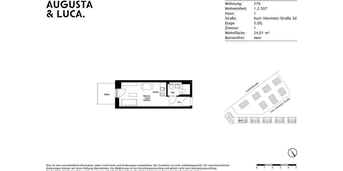 Etagenwohnung Augsburg - 1 Zimmer, 24 m&sup2;, 540&euro; | Angebot:26660350