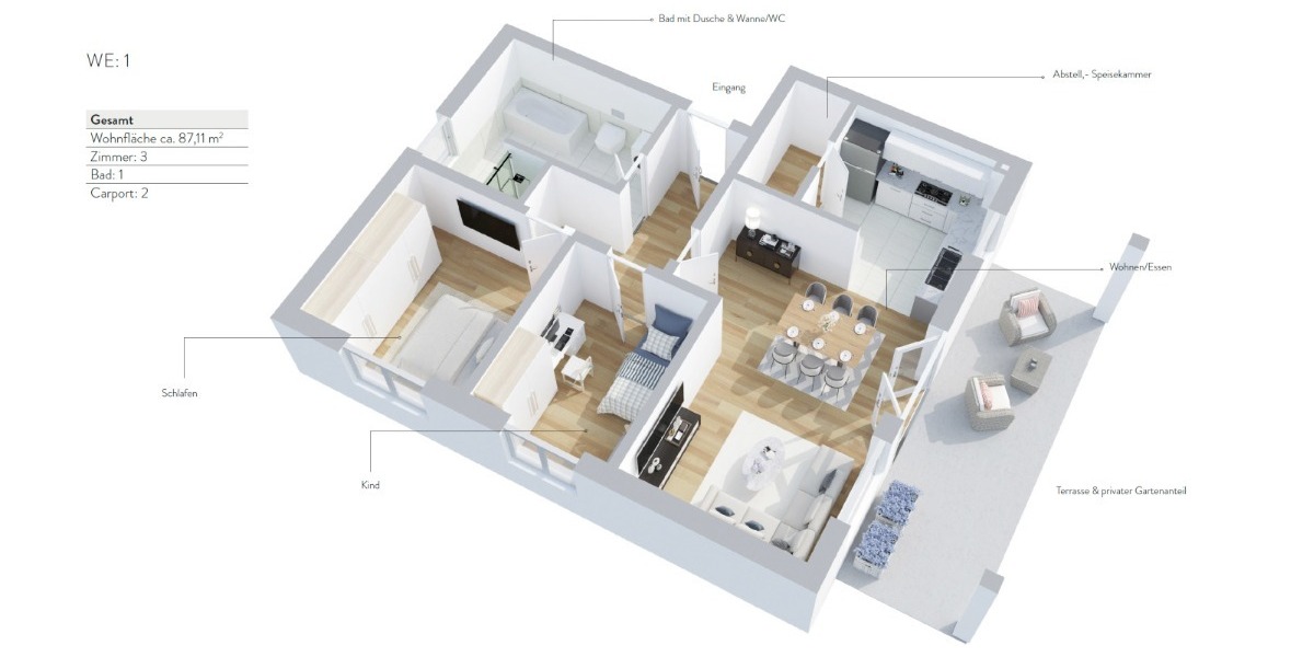 3 Zimmer - Neubau mit 5 Wohneinheiten „Am Fuß der Frankenwarte“ in Massivbauweise- Hier WE 1 - Etagenwohnung Höchberg | Angebot:26675187