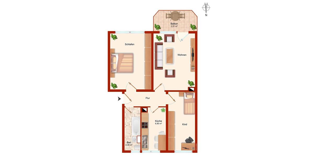 Etagenwohnung Blankenburg (Harz) - 3 Zimmer, 60 m&sup2;, 420&euro; | Angebot:25483371