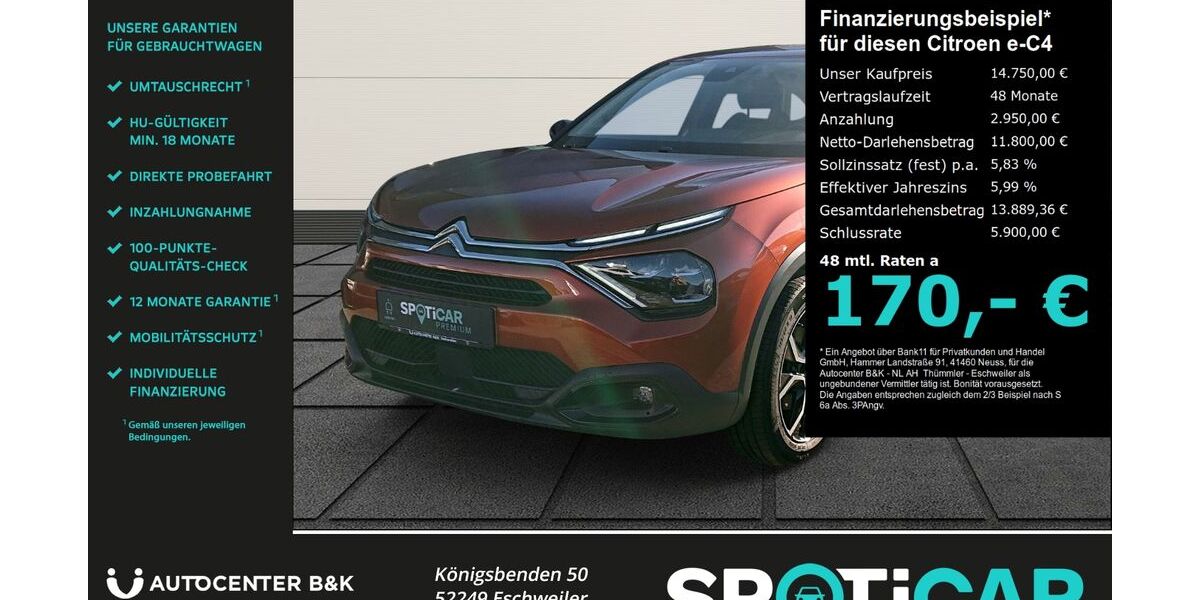 Citroen ë-C4 26.900 km 14.750 &euro; Eschweiler 52249