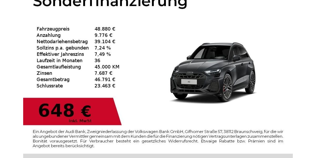 Audi A3 4.900 km 48.880 &euro; Fürth 90763