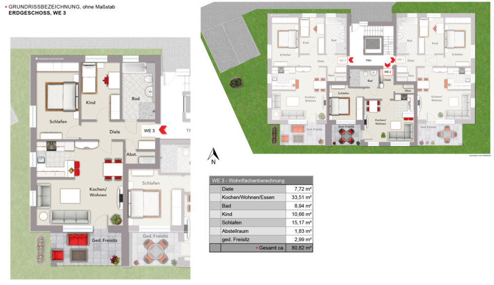 Etagenwohnung Schloß Holte-Stukenbrock Schloß Holte - 3 Zimmer, 80 m&sup2;, 334.300&euro; | Angebot:23886641