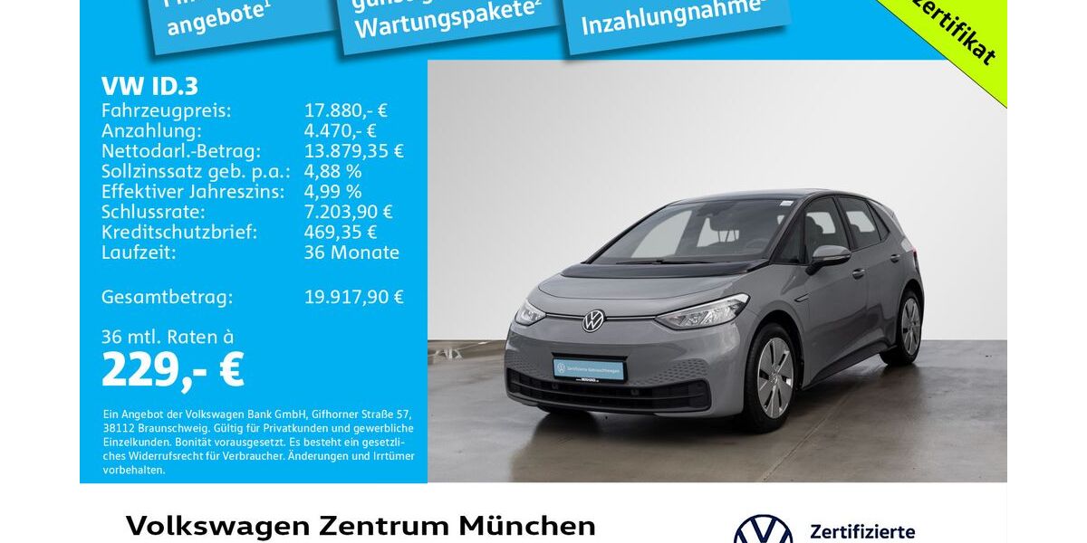 VW ID.3 29.305 km 17.591 € München 80687