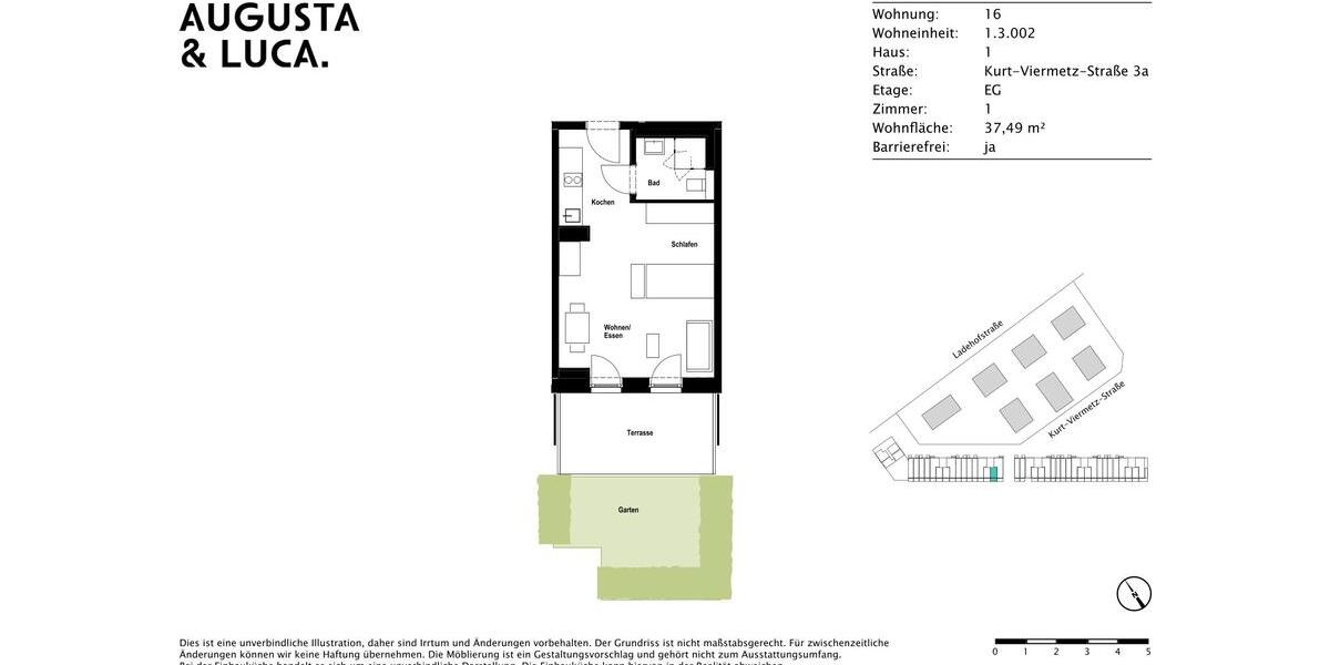 Erdgeschoßwohnung Augsburg - 1 Zimmer, 37 m&sup2;, 735&euro; | Angebot:24751465