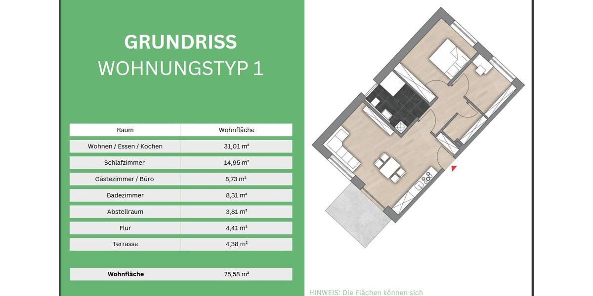 Etagenwohnung Schmidgaden - 3 Zimmer, 76 m&sup2;, 900&euro; | Angebot:26416411