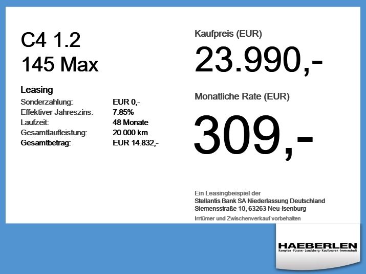 Citroen C4 7.000 km 23.990 &euro; Landsberg 86899