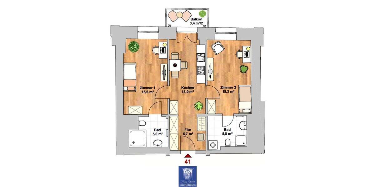 Zimmer Dresden Striesen-Süd - 2 Zimmer, 62 m&sup2;, 870&euro; | Angebot:26261754