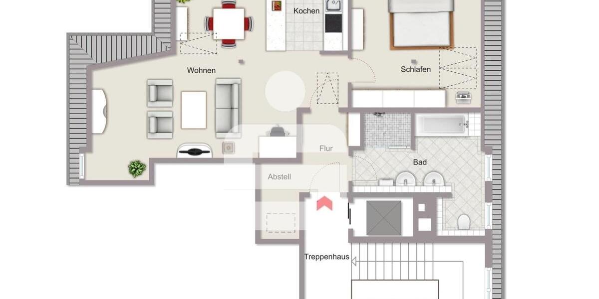 Dachgeschoßwohnung Bad Kissingen - 2.5 Zimmer, 60 m&sup2;, 660&euro; | Angebot:26356631