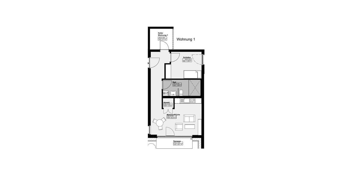 Erdgeschoßwohnung Mettendorf - 2 Zimmer, 60 m&sup2;, 570&euro; | Angebot:26535185