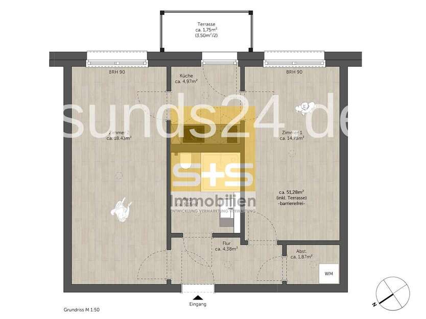 Wohnung zum Mieten in Marburg 995 € 52 m² 2 zimmer